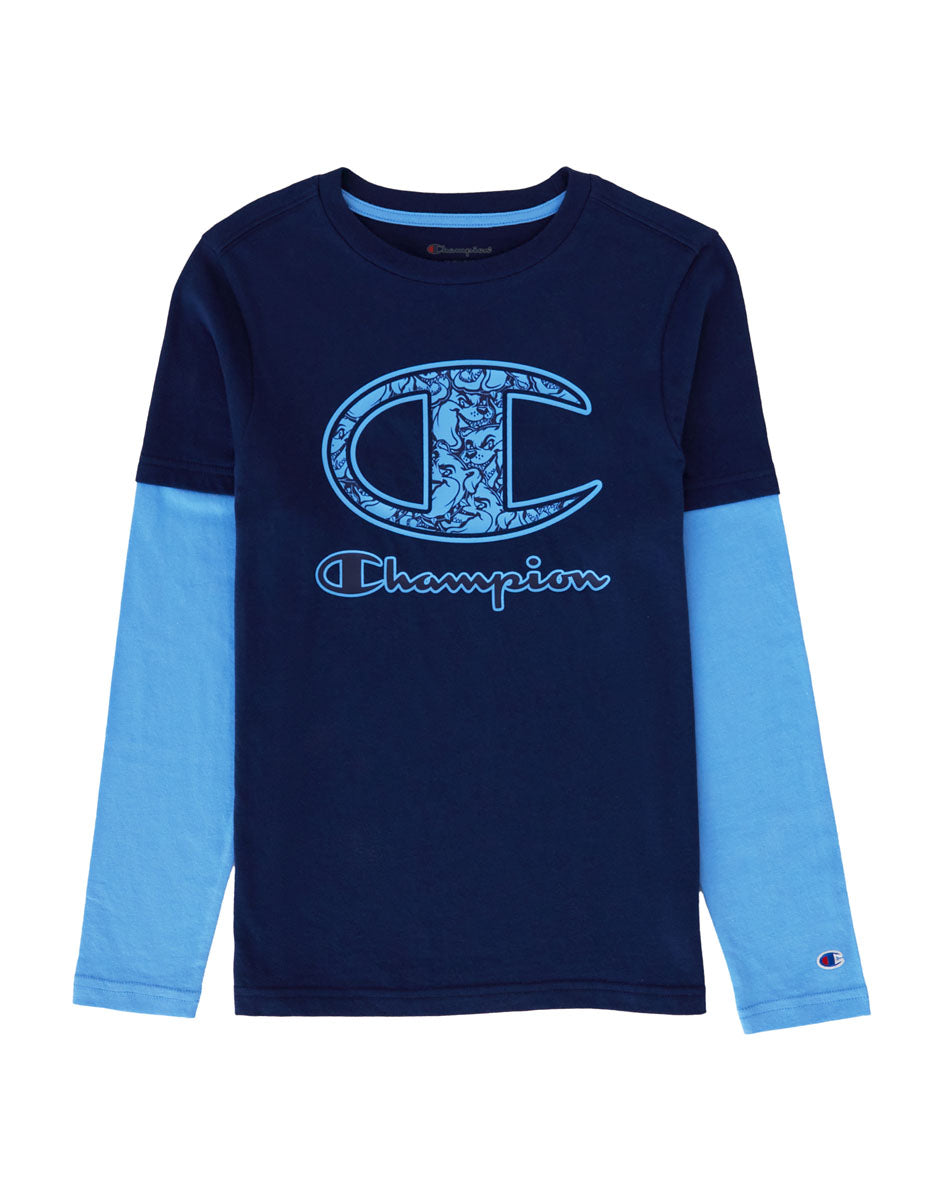 Long Sleeve 2Fer Graphic Tee Kids Champion