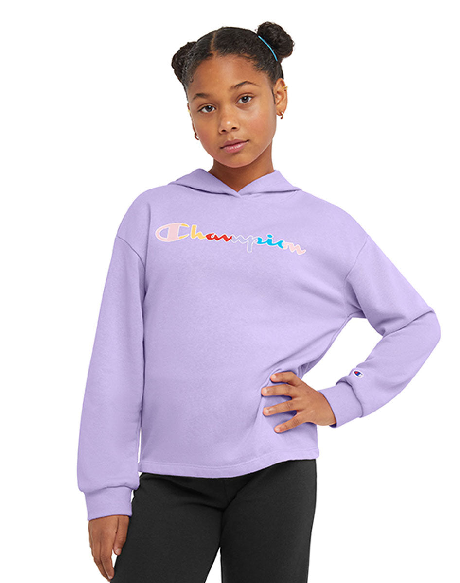 Sudadera Para Niña French Terry Hoodie Classic Rainbow Script Champion