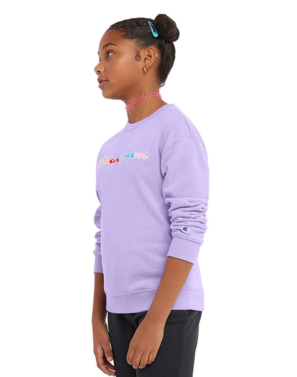 Sudadera Para Niña French Terry Hoodie Classic Rainbow Script Champion