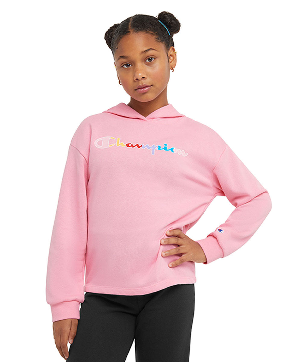 Sudadera Para Niña French Terry Hoodie Classic Rainbow Script Champion